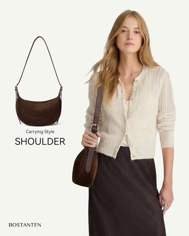 Bostanten Purses for Women Small Crossbody Bags Crescent Shoulder Bag Hobo Handbag with Adjustable Strap - Image 3